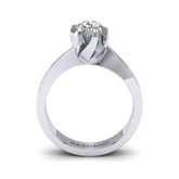 Gabriano Nayeli 6 tırnaklı tektaş yüzük; GIA-HRD sertifikalı yuvarlak pırlanta ve beyaz altın montürün yandan görünüşü